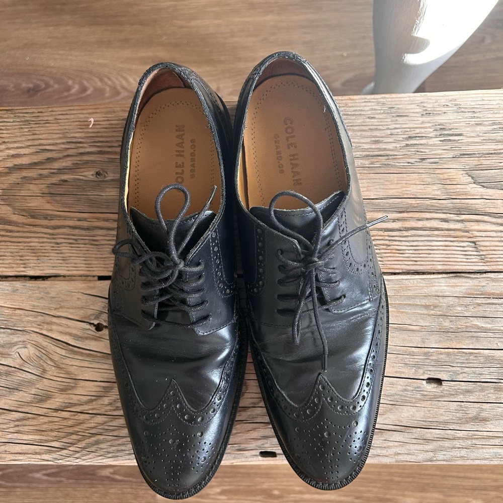 Cole Haan Black Leather Oxfords